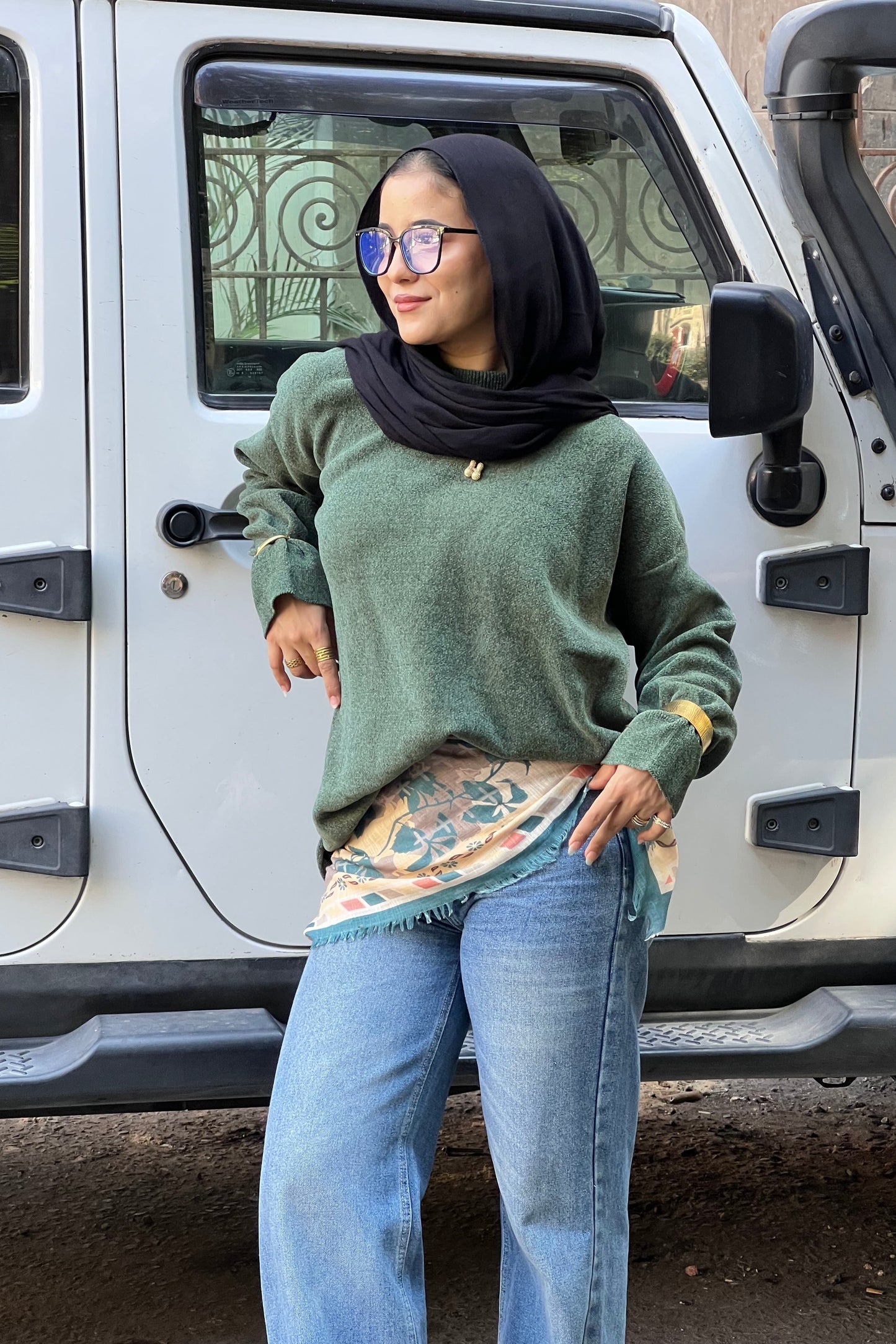 Basic Knitted Pullover - Olive