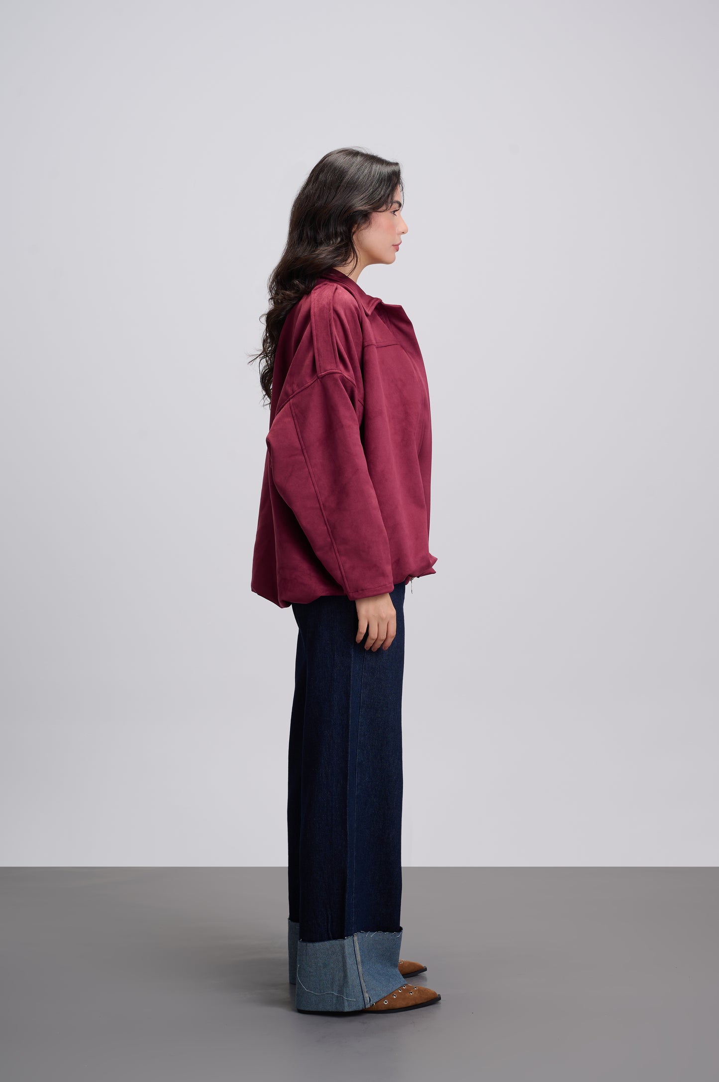 Suede bomber jacket - Maroon