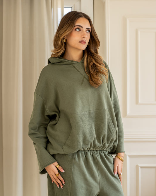 The Bomber Hoodie - Olive