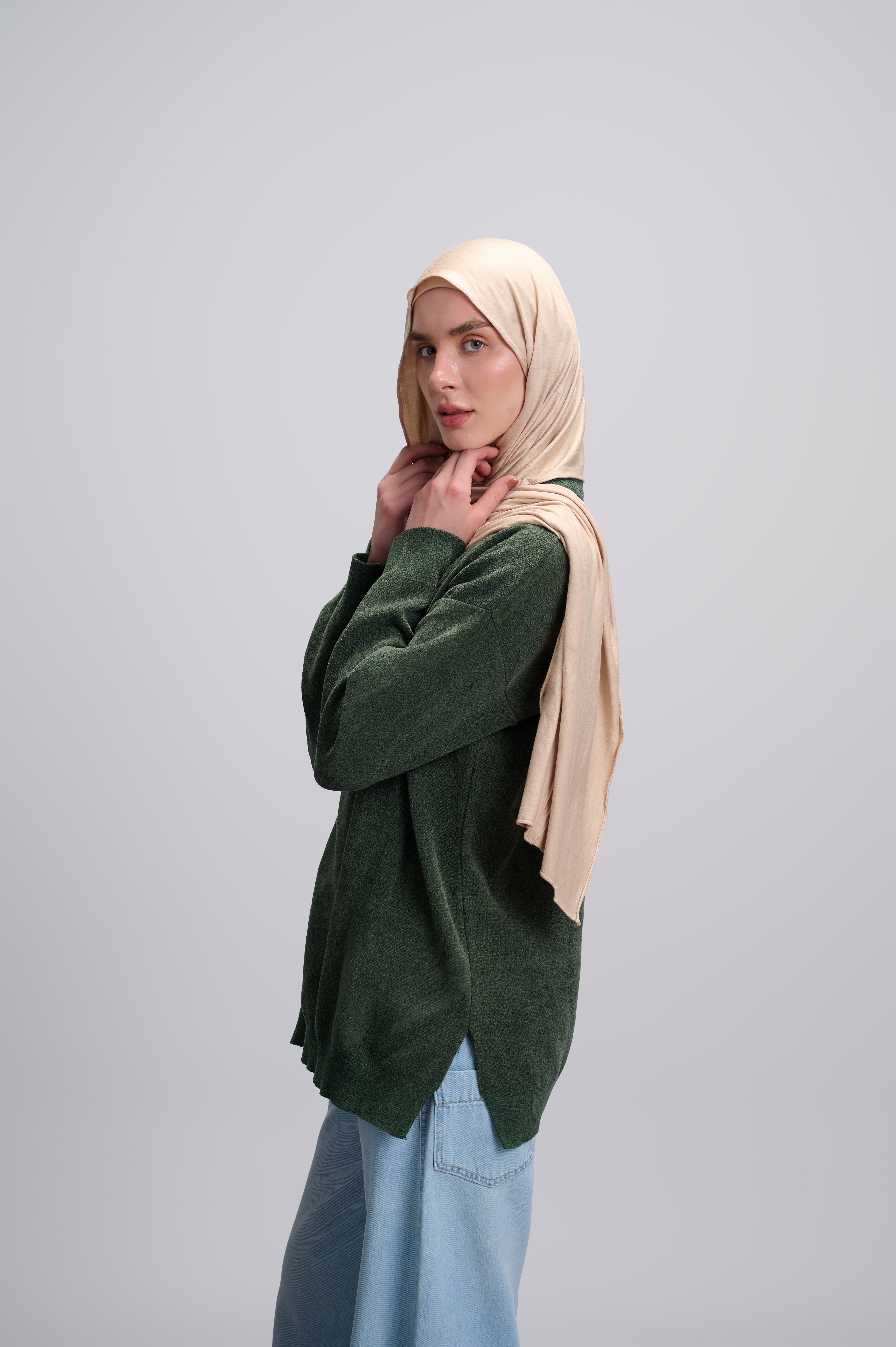 Basic Knitted Pullover - Olive