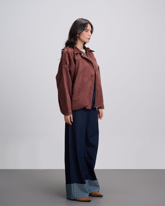 Suede bomber jacket - Choco Brown