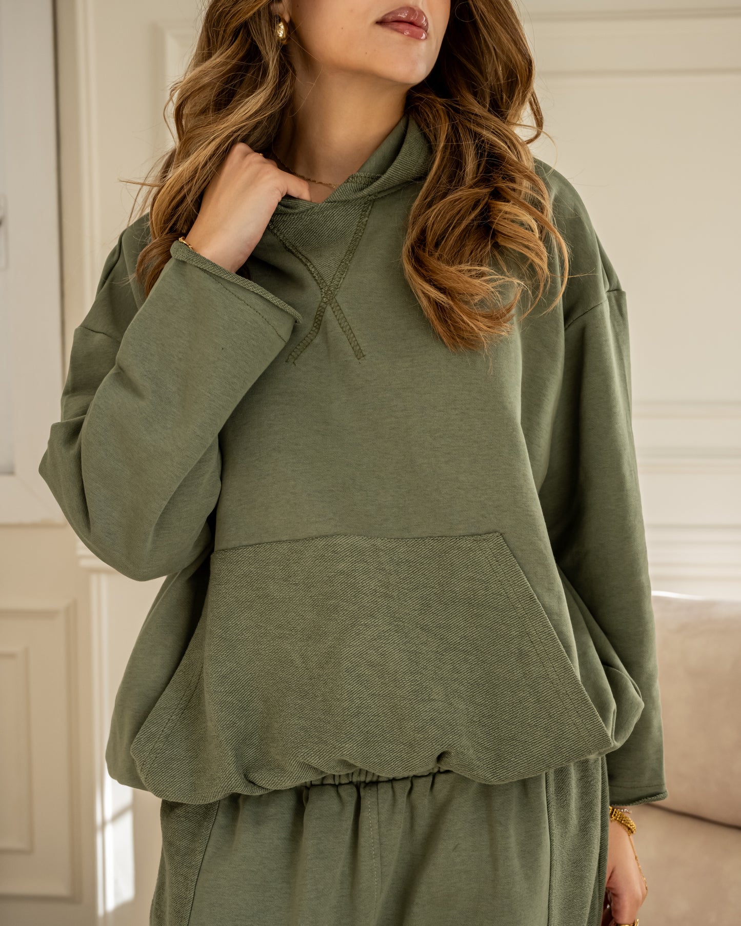 The Bomber Hoodie - Olive