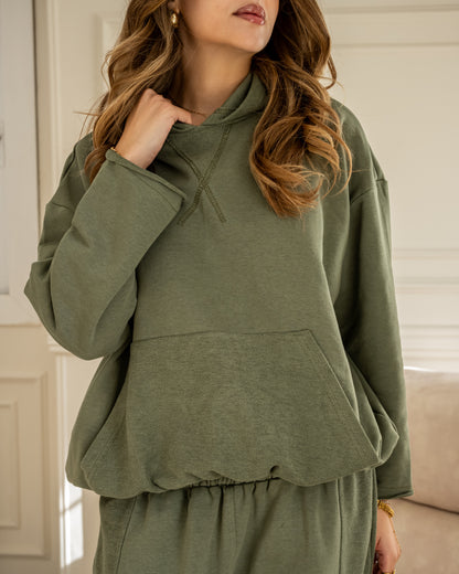 The Bomber Hoodie - Olive