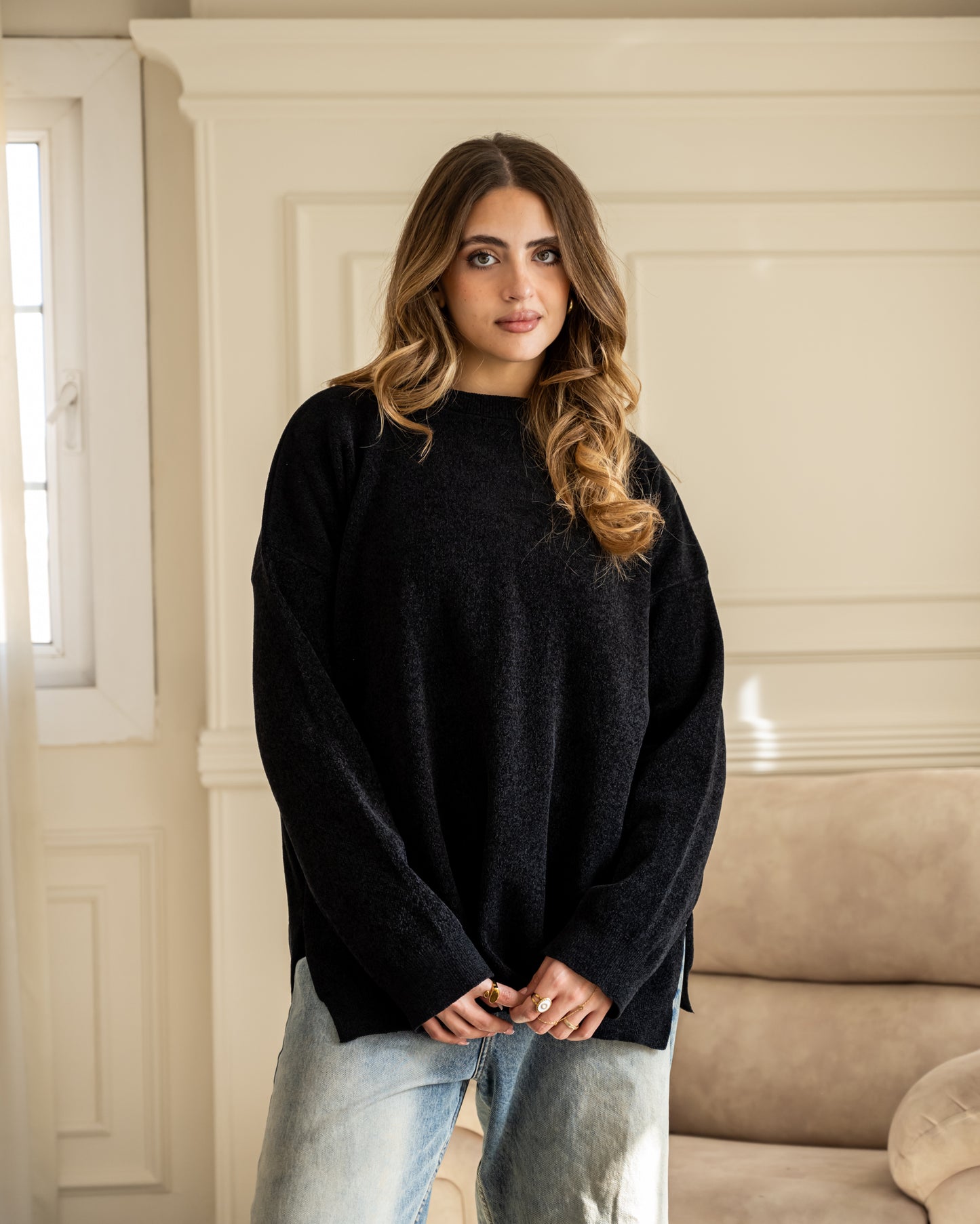 Basic Knitted Pullover - Black