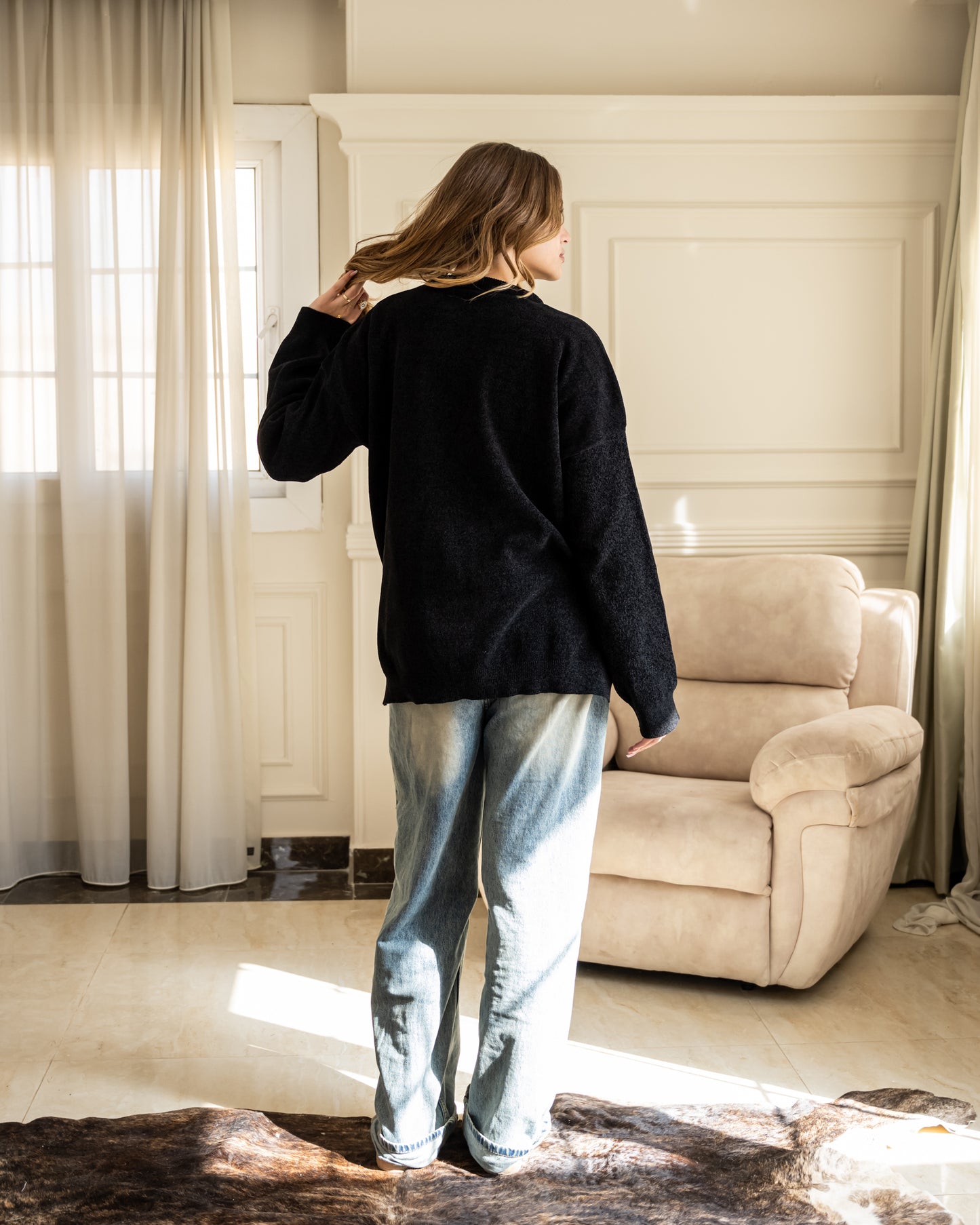 Basic Knitted Pullover - Black