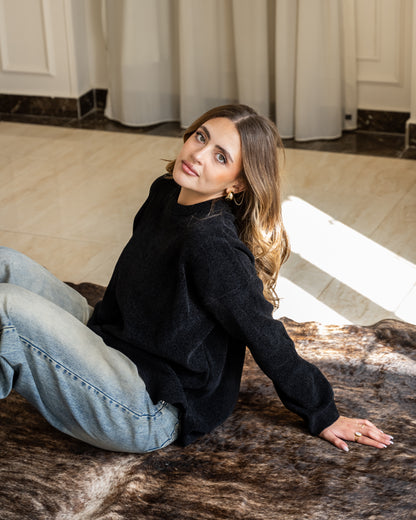 Basic Knitted Pullover - Black