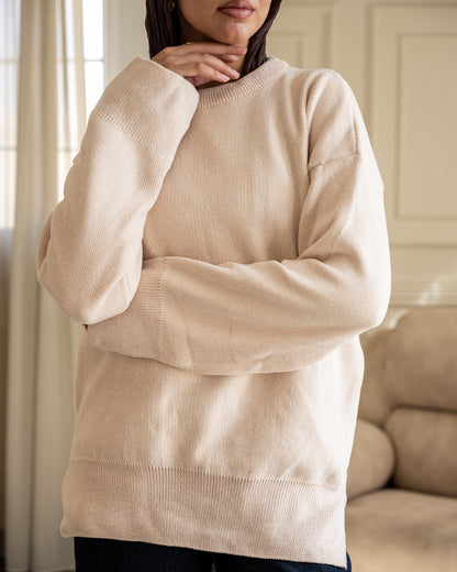 Basic Knitted Pullover - Cream