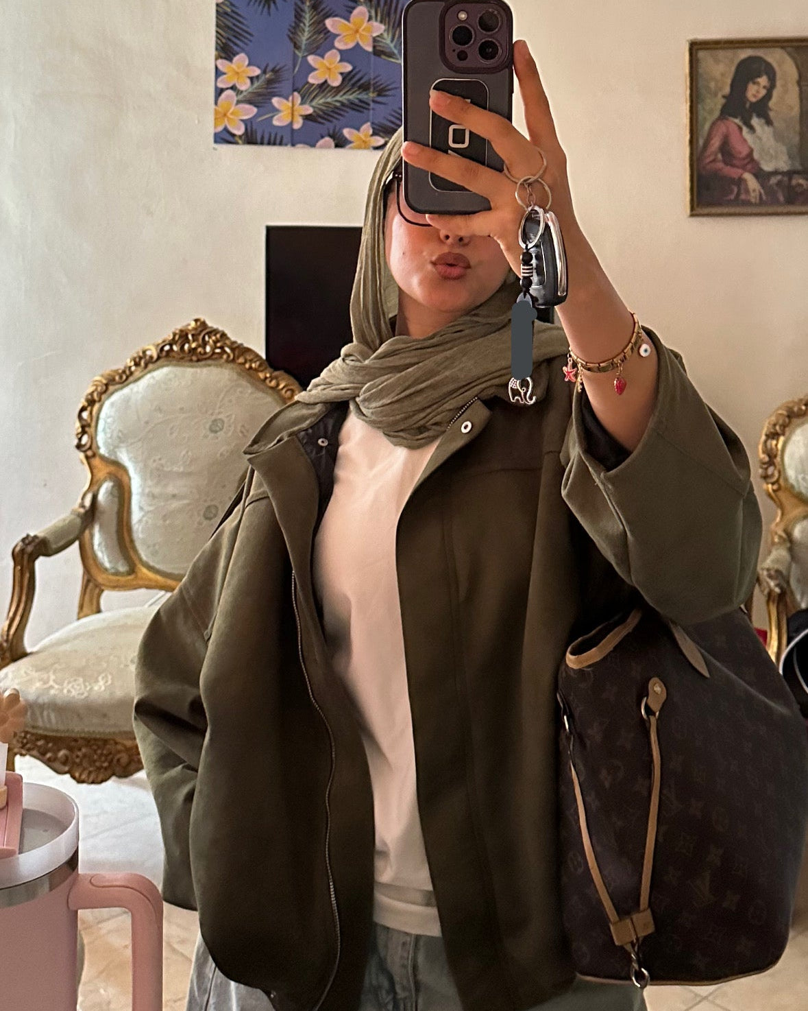 Suede bomber jacket-  Olive