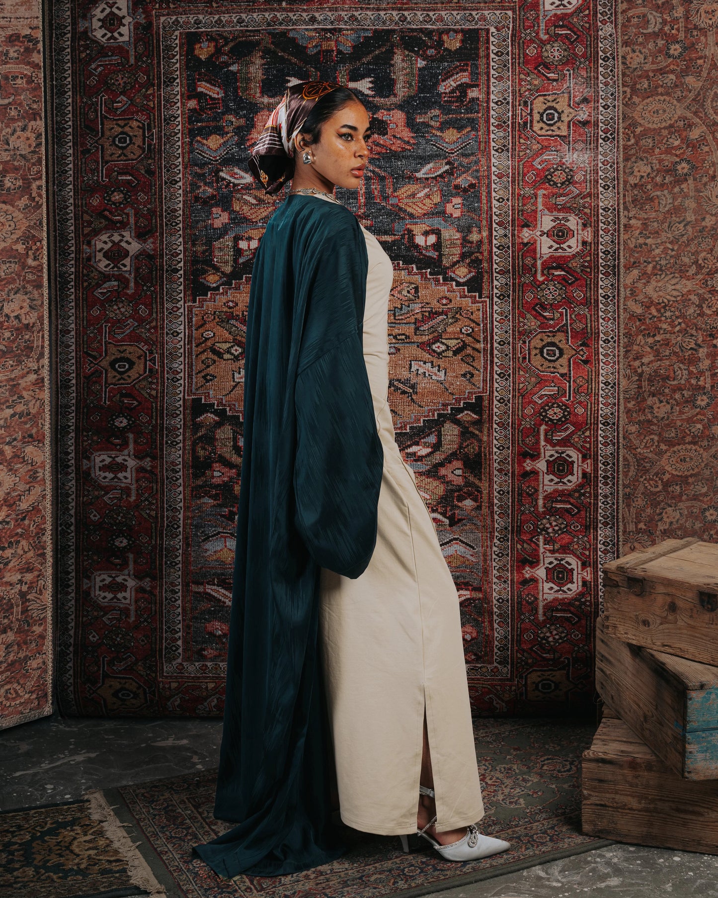 Abstract kaftan in Dark Teal