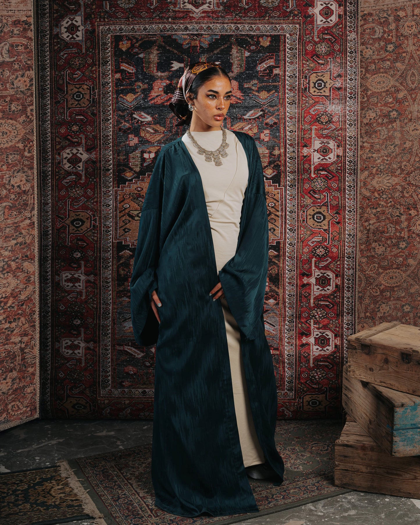 Abstract kaftan in Dark Teal