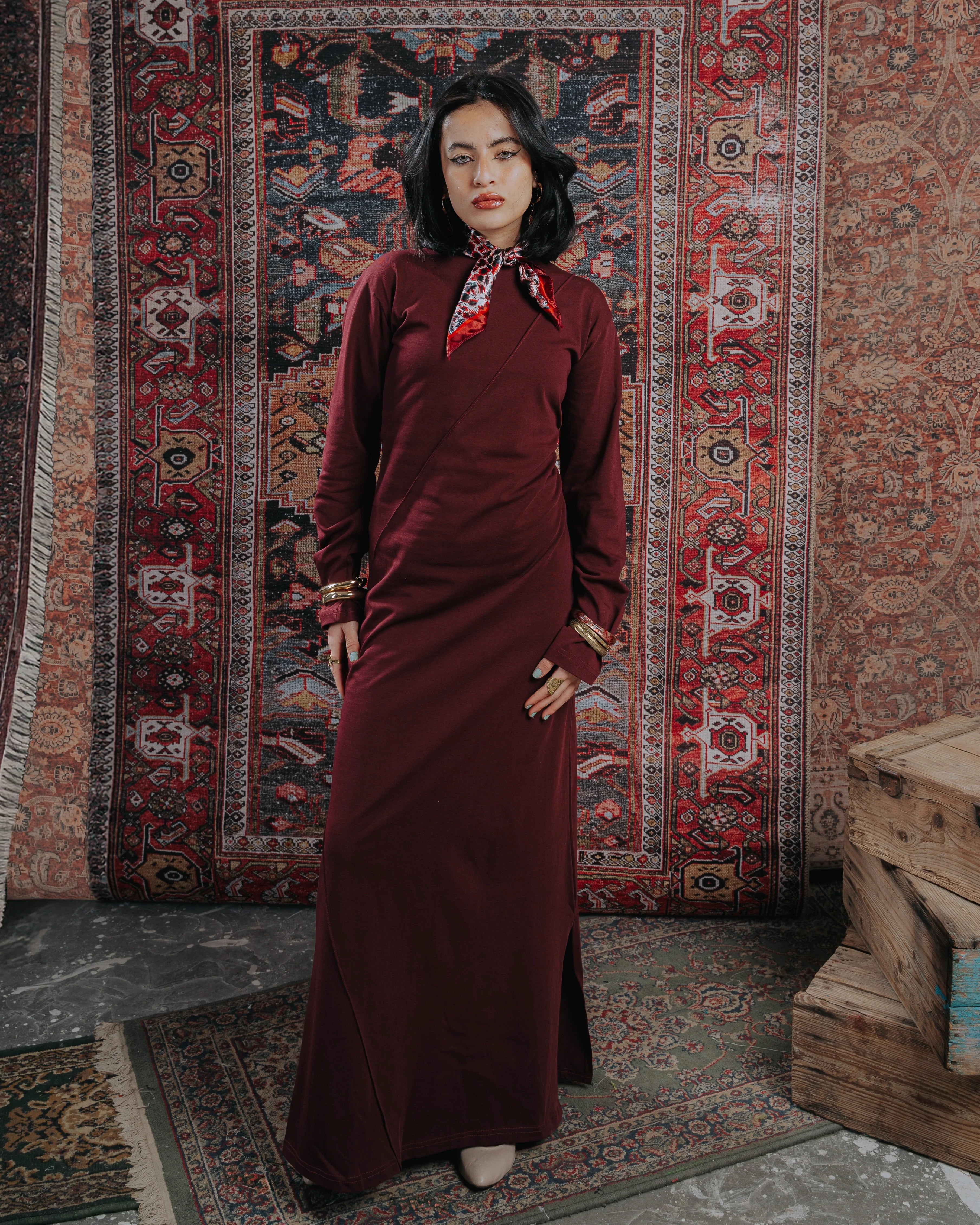 Basic dress in Burgundy