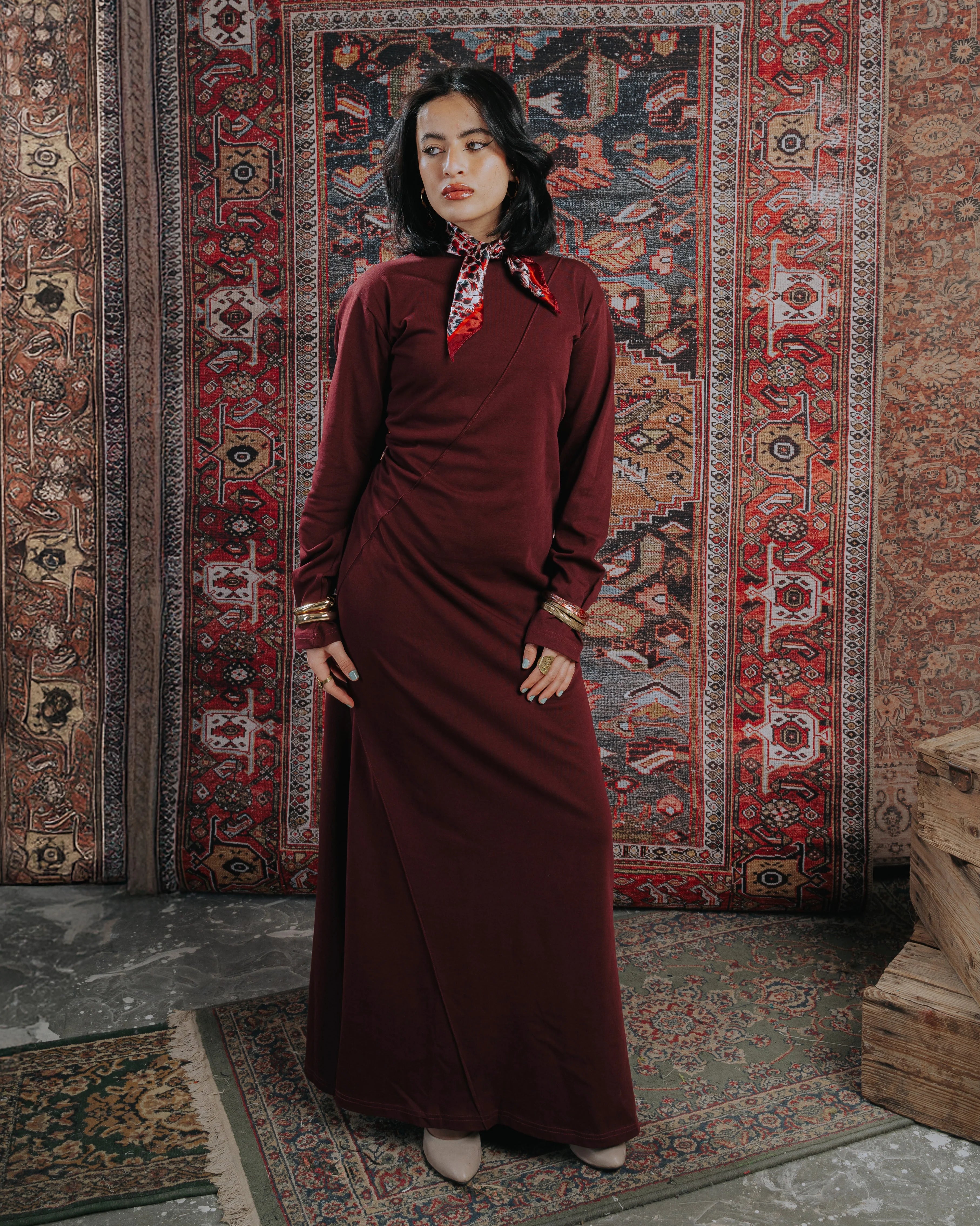 Basic dress in Burgundy