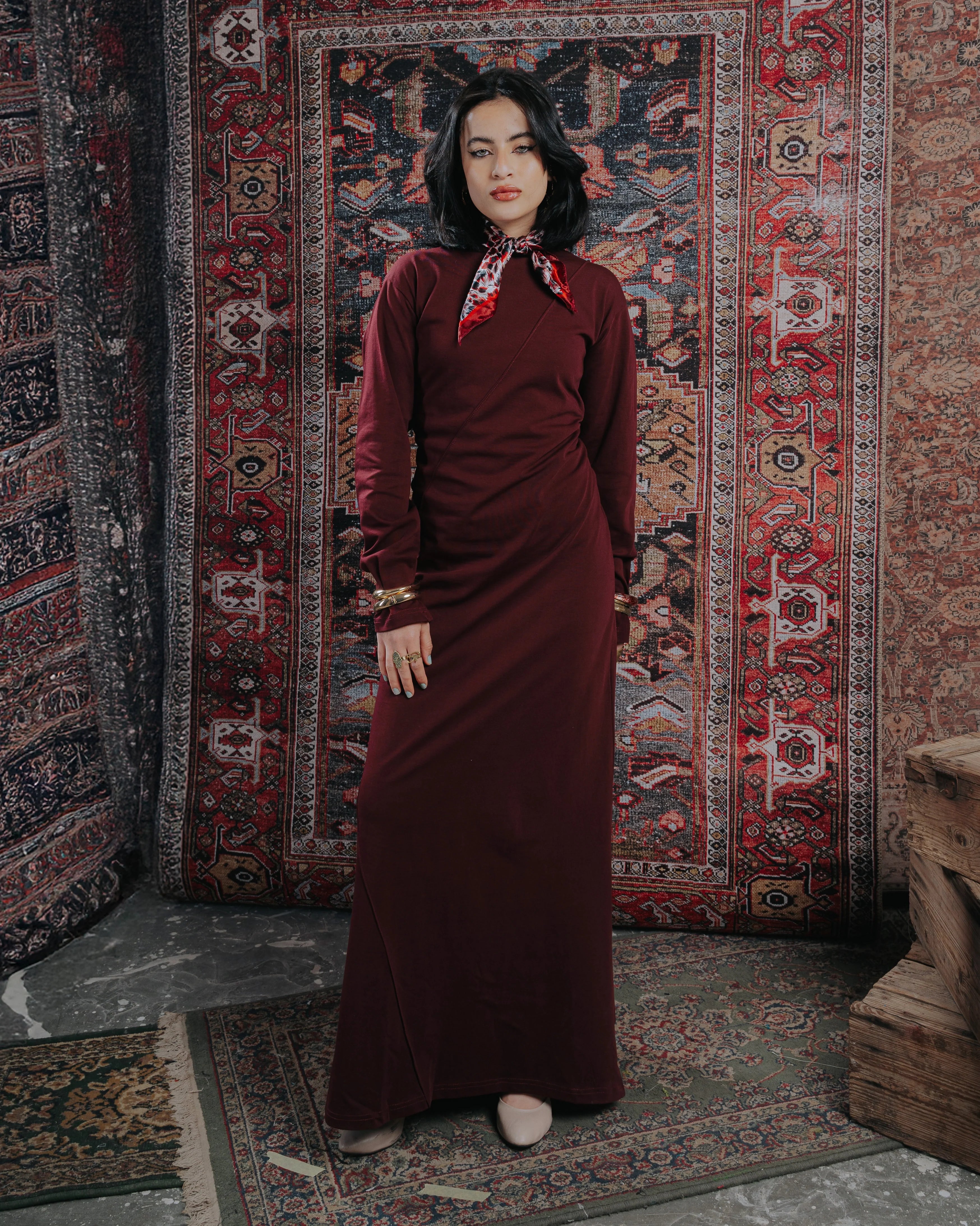 Basic dress in Burgundy