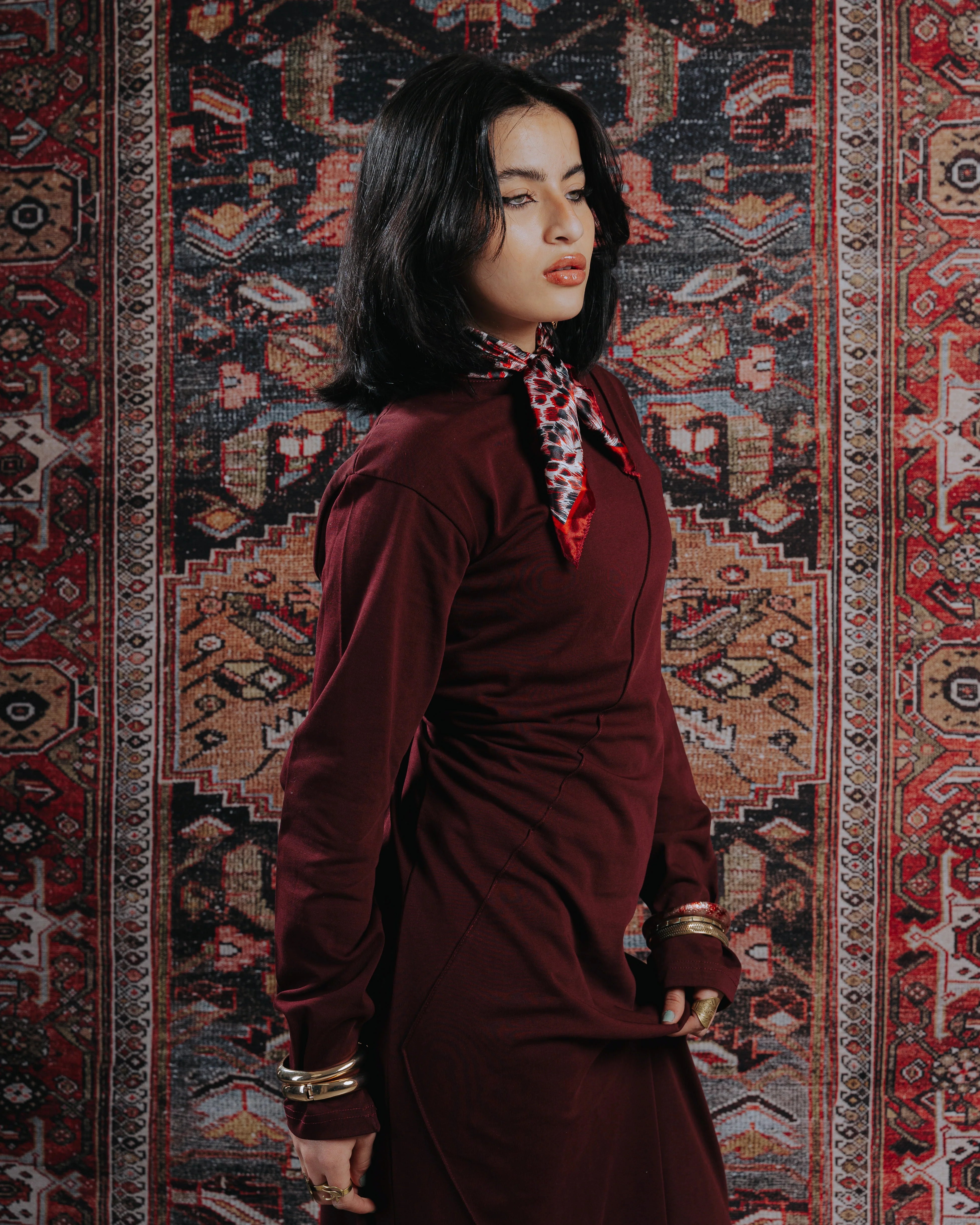 Basic dress in Burgundy