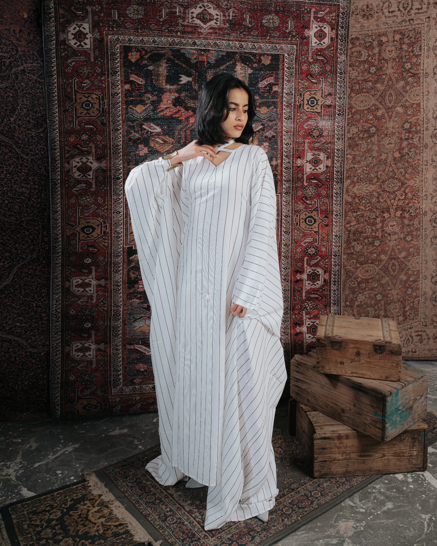 Linen kaftan dress