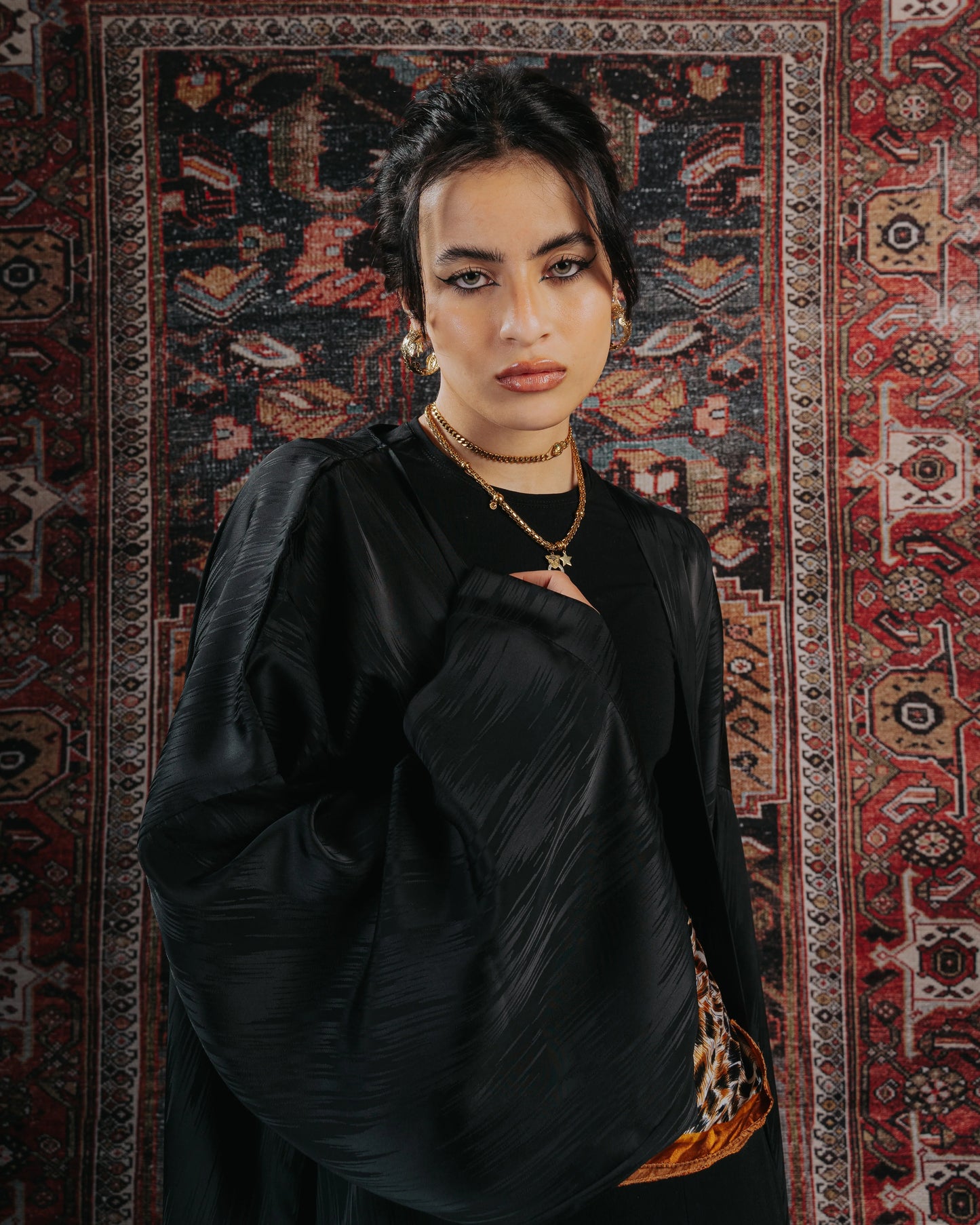 Abstract Kaftan in Black